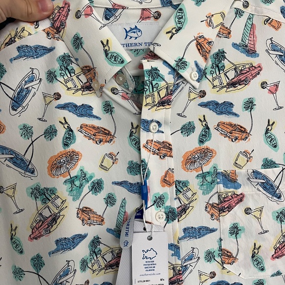 Southern Tide Short Sleeve Intercoastal Poolside View Sport Shirt Classic White - Picture 6 of 6